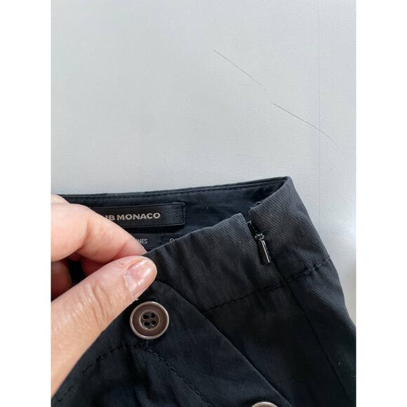 Club‎ Monaco Pants Women 0 Black Button Detail Notch Waist Ankle - Picture 7 of 7